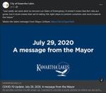 July 29: Message from the Mayor