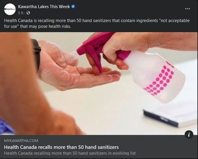 August 6: Health Canada recalls more than 50 hand sanitizers