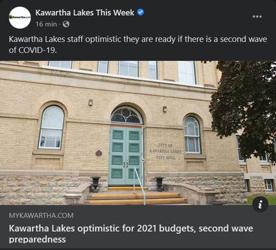 August 24: Kawartha Lakes optimistic for 2021 budgets, second wave preparedness