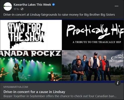 August 26: Drive-in concert for a cause in Lindsay