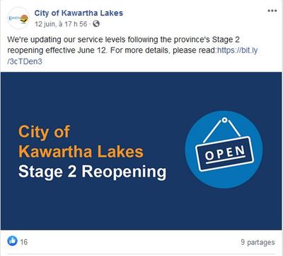 June 12: City of Kawartha Lakes Stage 2 Reopening