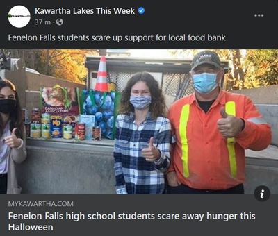 November 4: Fenelon Falls high school students scare away hunger this Halloween