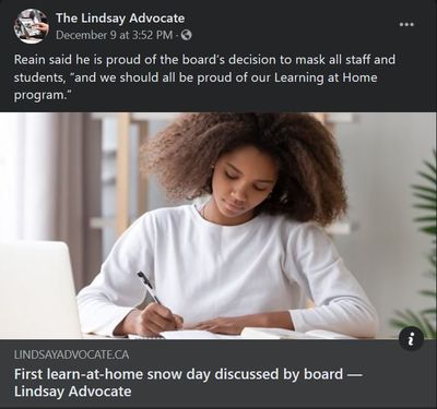 December 9: First learn-at-home snow day discussed by board