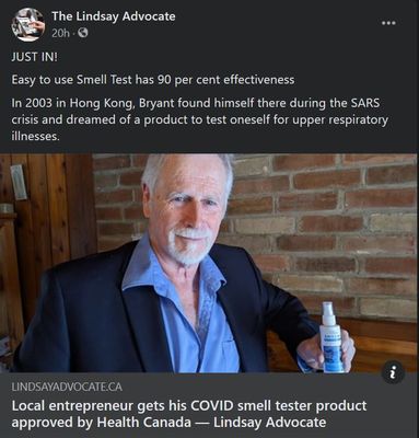 December 10: Local entrepreneur gets his COVID smell tester product approved by Health Canada