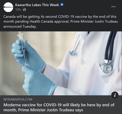 December 15: Moderna vaccine for COVID-19 will likely be here by end of month, Prime Minister Justin Trudeau says