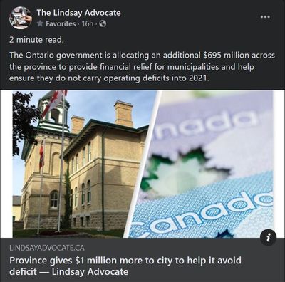 December 16: Province gives $1 million more to city to help it avoid deficit