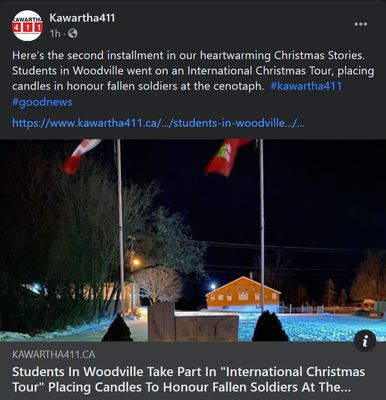 December 17: Students in Woodville take part in &quot;International Christmas Tour&quot; placing candles at local cenotaph