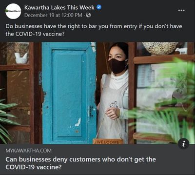 December 18: Can businesses deny customers who don't get the COVID-19 vaccine?