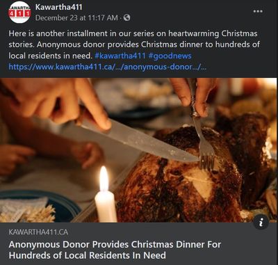 December 23: Anonymous Donor provides Christmas Dinner for hundreds of local residents in need