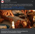 December 23: Anonymous Donor provides Christmas Dinner for hundreds of local residents in need