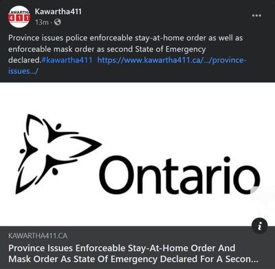 January 12: Province issues enforceable stay-at-home order and mask order as second state of emergency declared