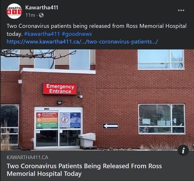 January 13: Two coronavirus patients being released from Ross Memorial Hospital today