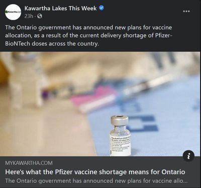 January 25: Here's what the Pfizer shortage means for Ontario