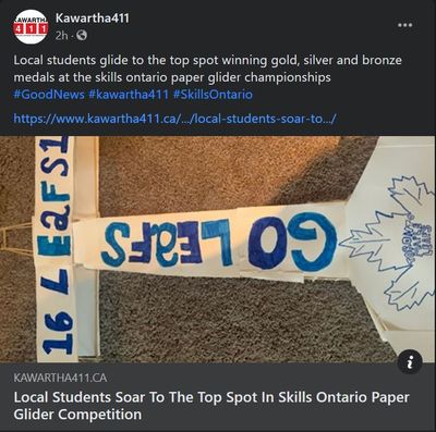 January 28: Local students soar to the top spot in Skills Ontario Paper Glider Competition