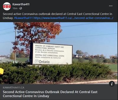 February 2: Second active coronavirus outbreak declared at Central East Correctional Centre in Lindsay