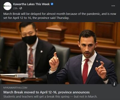 February 11: March Break moved to April 12-16, provinces announces