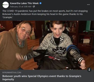 February 24: Bolsover youth wins Special Olympics event thanks to Grampie's ingenuity