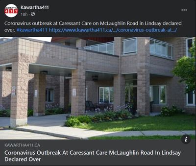 March 1, 2021: Coronavirus outbreak at Caressant Care McLaughlin in Lindsay declared over