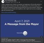 April 7, 2021: Message from the Mayor