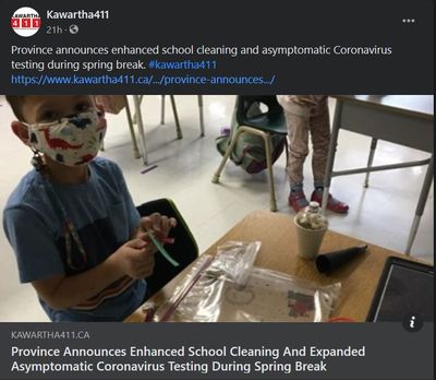 April 8, 2021: Province announces enhanced school cleaning and asymptomatic coronavirus testing during spring break