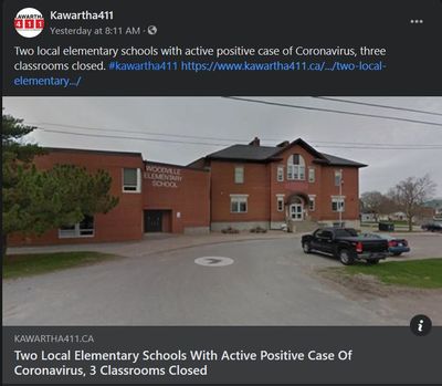 April 8, 2021: Two local elementary schools with active positive case of coronavirus, 3 classrooms closed