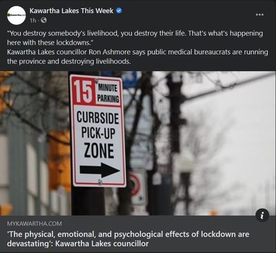 April 9, 2021: 'The physical, emotional, and psychological effects of lockdown are devastating' - Kawartha Lakes councillor