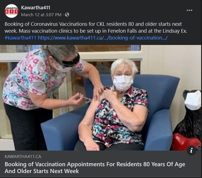 March 12, 2021: Booking of vaccination appointments for residents 80 years of age and older starts next week