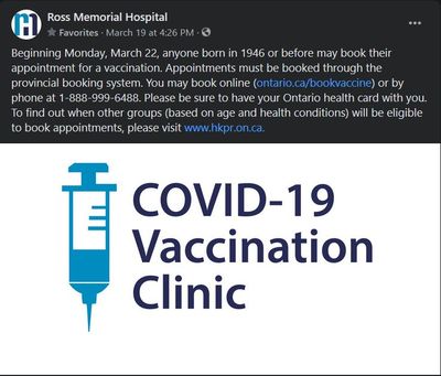 March 19, 2021: Ross Memorial Hospital shares vaccine update