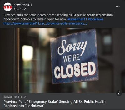 April 1, 2021: Province pulls 'emergency brake' sending all 34 public health regions into 'lockdown'