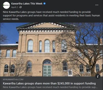 April 1, 2021: Kawartha Lakes groups share more than $245,000 in support funding