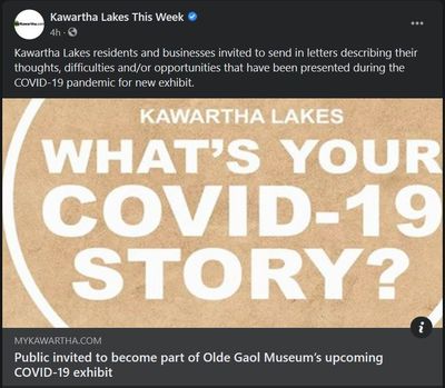 April 20, 2021: Public invited to become part of the Olde Gaol Museum's upcoming COVID-19 exhibit