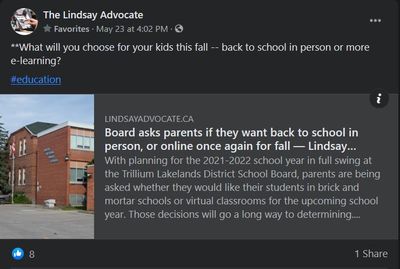 May 23, 2021: Board asks parents if they want back to school in person, or online once again for fall