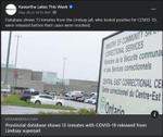 May 28, 2021: Provincial database shows 13 inmates with COVID-19 released from Lindsay superjail