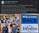 September 1, 2021: Ross Memorial Hospital welcomes back Auxiliary volunteers