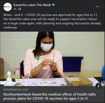 September 30, 2021: Northumberland-Kawartha medical officer of health talks process, plans for COVID-19 vaccines for ages 5 - 11