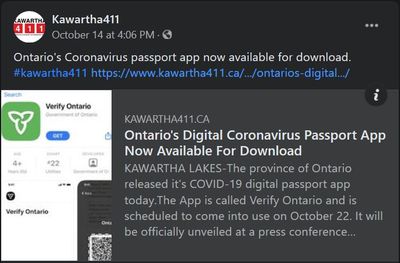 October 14, 2021: Ontario's digital coronavirus passport app now available for download