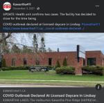 December 3, 2021: COVID outbreak declared at licensed daycare in Lindsay