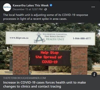 December 15, 2021: Increase in COVID-19 cases forces health unit to make changes to clinics and contact tracing