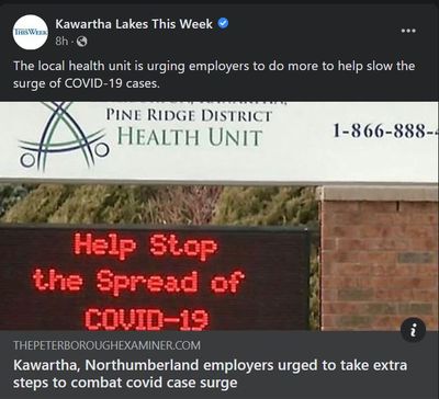 December 18, 2021: Kawartha, Northumberland employers urged to take extra steps to combat covid case surge