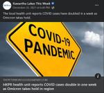 December 22, 2021: HKPR health unit reports COVID cases double in one week as Omicron takes hold in region