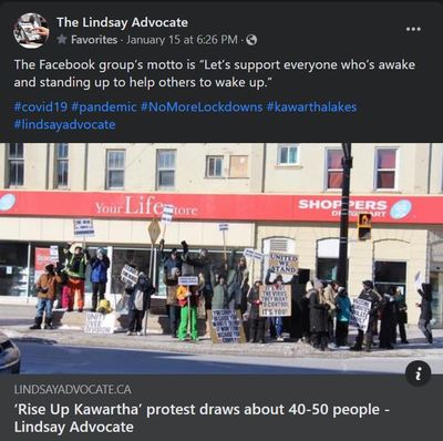 January 15, 2022: 'Rise up Kawartha' protest draws about 40-50 people