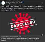 January 16, 2022: Winter storm forces cancellation of Jan. 17 vaccination clinics