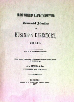 Kent County Section of &quot;Great Western Railway gazetteer commercial advertiser and business directory, 1861-62.&quot;