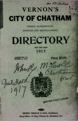 Vernon's city of Chatham street, alphabetical, business and miscellaneous directory for the year 1917