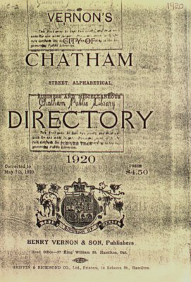 Vernon's city of Chatham street, alphabetical, business and miscellaneous directory for the year 1920