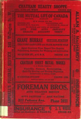 Vernon's city of Chatham (Ontario) miscellaneous, alphabetical, street and business directory for the year 1933