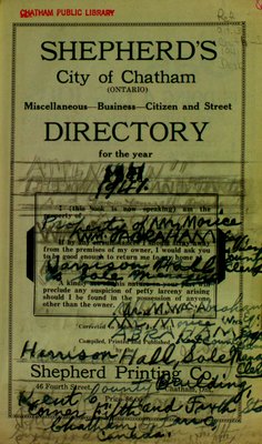 Shepherd's city of Chatham (Ontario) miscellaneous, business, citizen and street directory for the years 1941