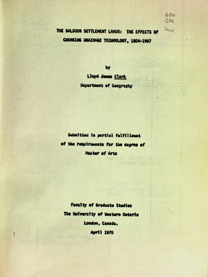 The Baldoon settlement lands : the effects of changing drainage technology, 1804-1967