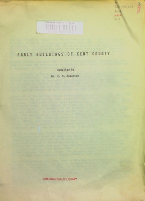 Early buildings of Kent County