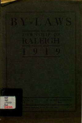 By-laws of the municipal council of the Township of Raleigh, 1919